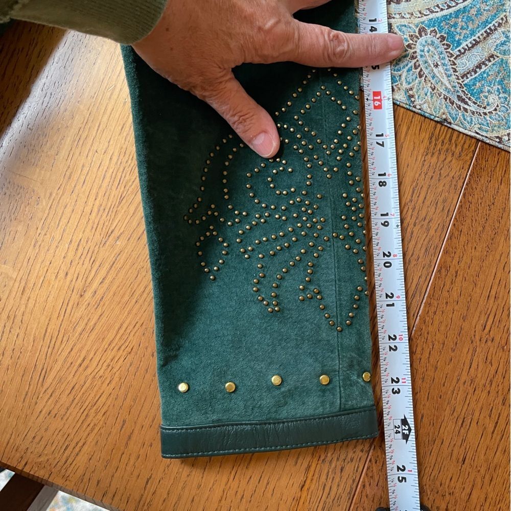 Linea Louis DellOlio Leather Studded Jacket Emerald Green Vintage Blazer Coat - Picture 9 of 11